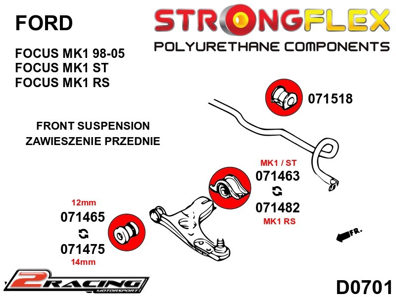 Přední stabilizátor silentblok Sport 071518A