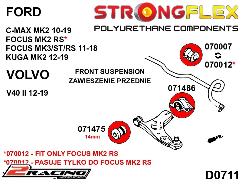 Zadní stabilizátor silentblok Sport 070012A