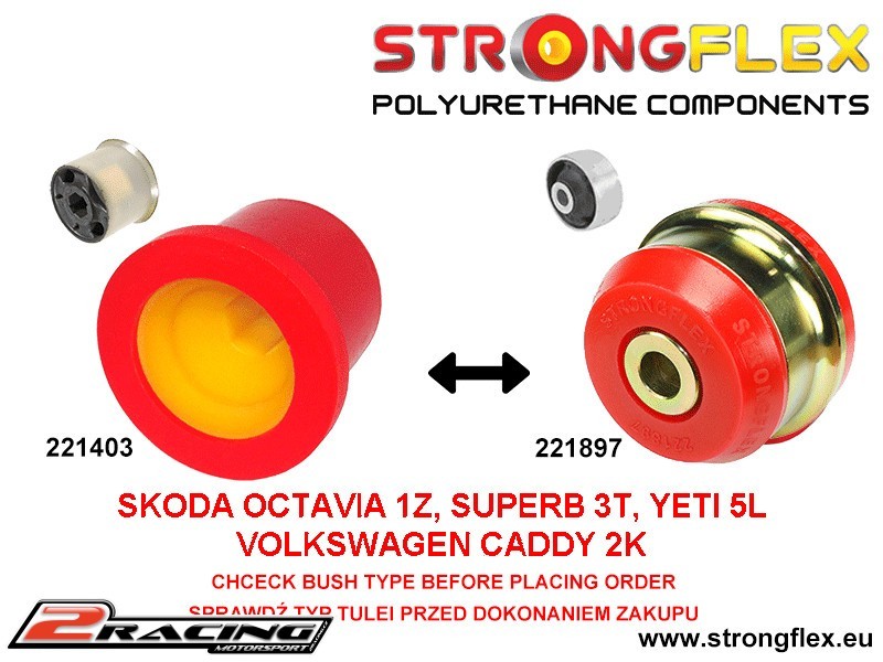 Komplet přední tvrdé silentbloky podvozku 226167B