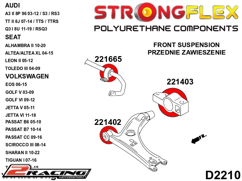 Komplet tvrdé silentbloky podvozku 226174B