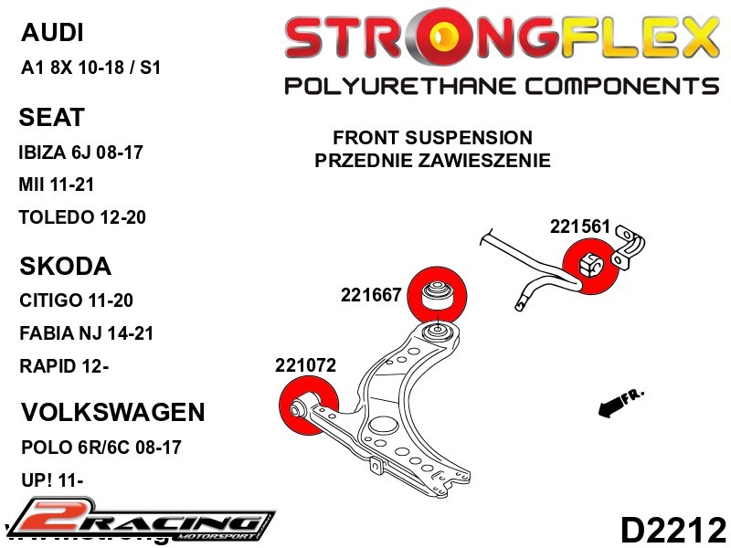 Přední stabilizátor silentblok Sport 221561A