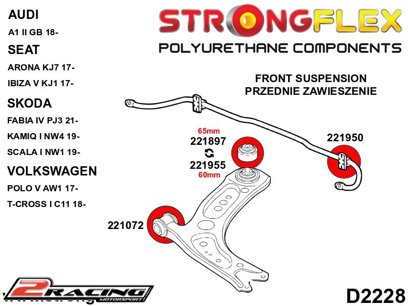 Zadní nebo přední stabilizátor silentblok Sport 221950A