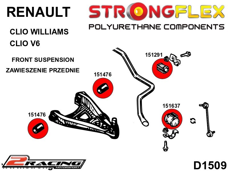Přední stabilizátor silentblok Sport 151291A