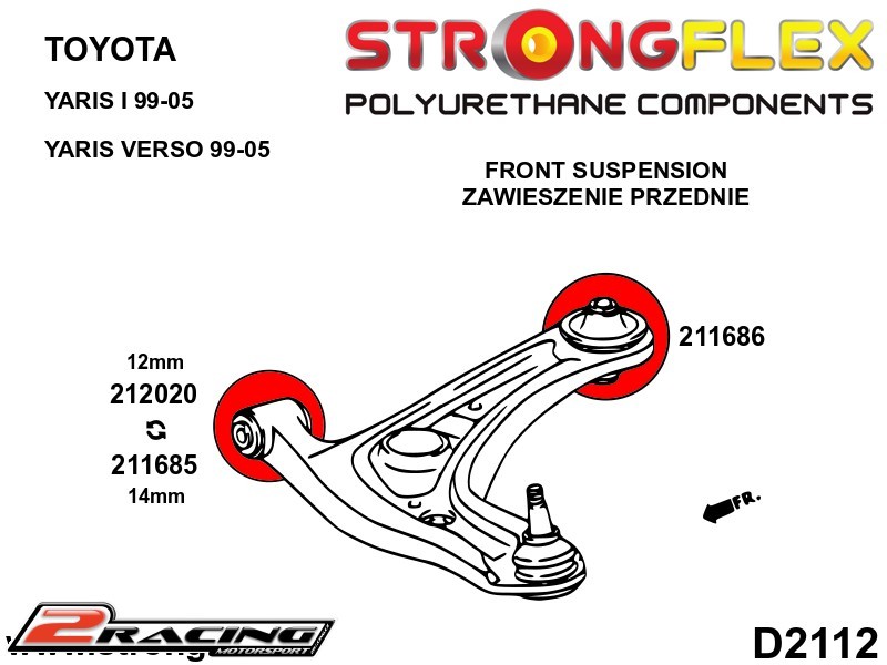Přední pomocné rameno přední silentblok 31mm Sport 212020A