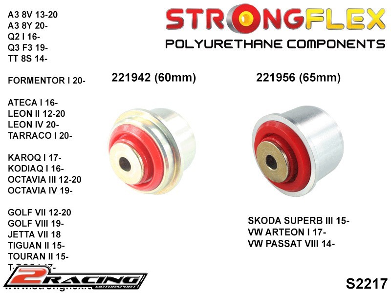 Zadní vlečné rameno přední silentblok 65mm Sport 221956A