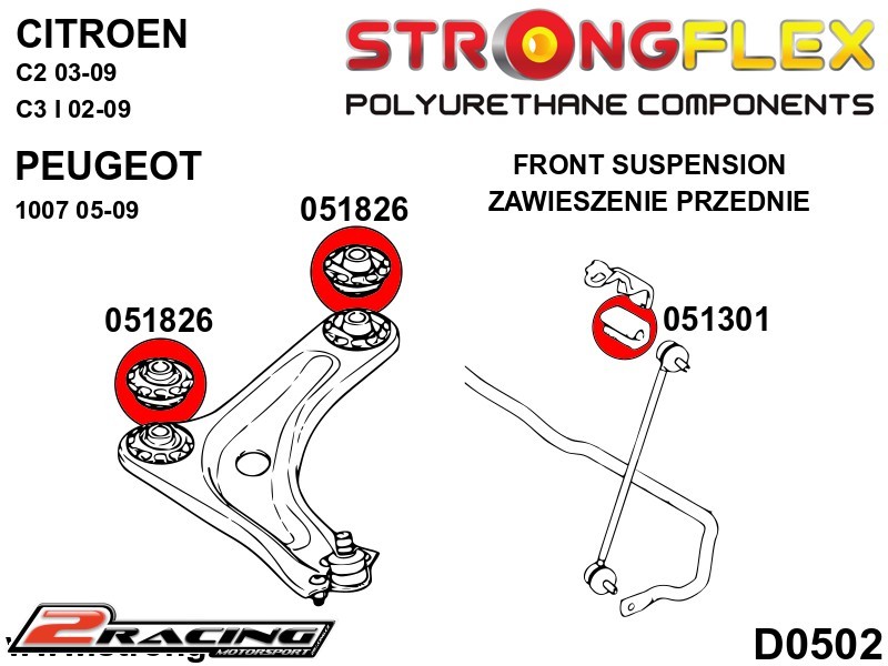 Přední spodní rameno silentblok 55mm Sport 051826A