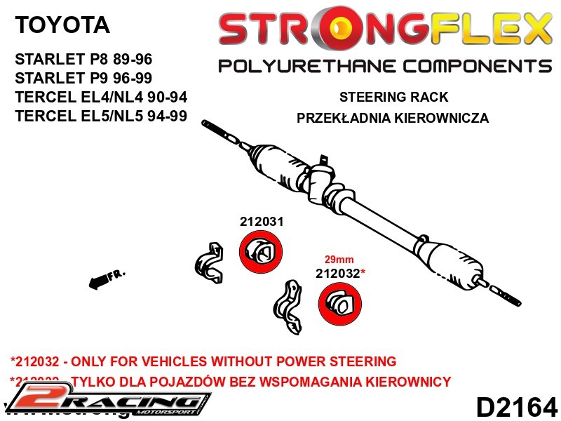 Hřeben řízení silentblok 29mm Sport 212032A