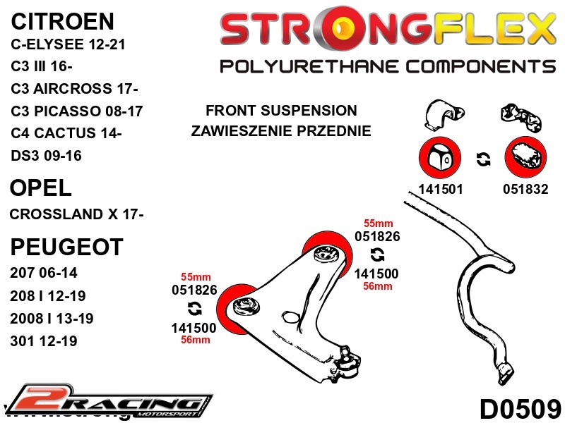 Přední stabilizátor silentblok Sport 141501A