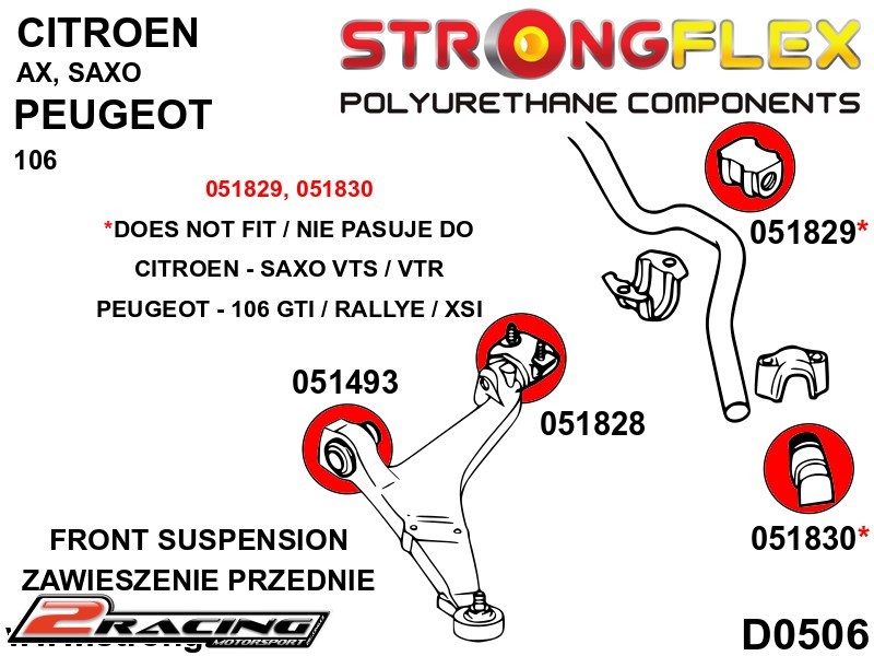 Přední silentbloky kit Sport 056004A