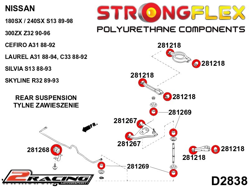 Komplet zadní tvrdé silentbloky podvozku Sport 286083A