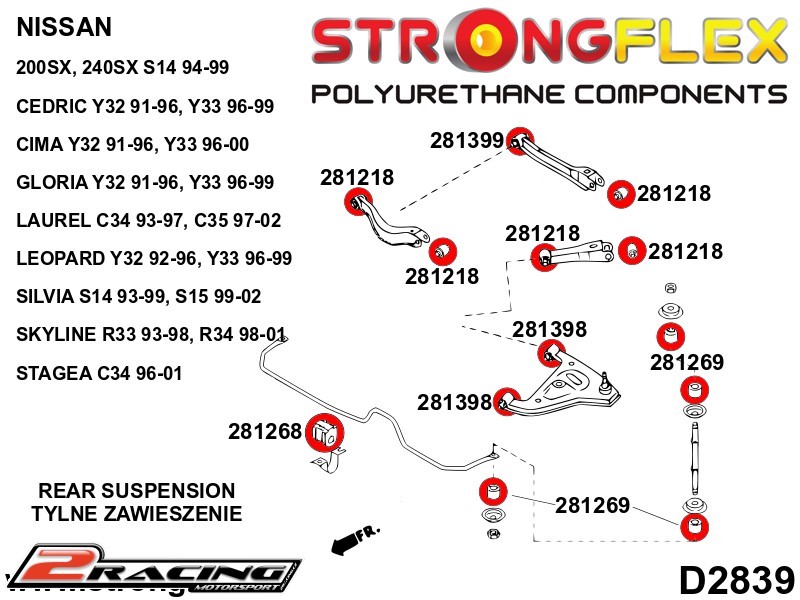 Přední stabilizátor silentblok Sport 281268A