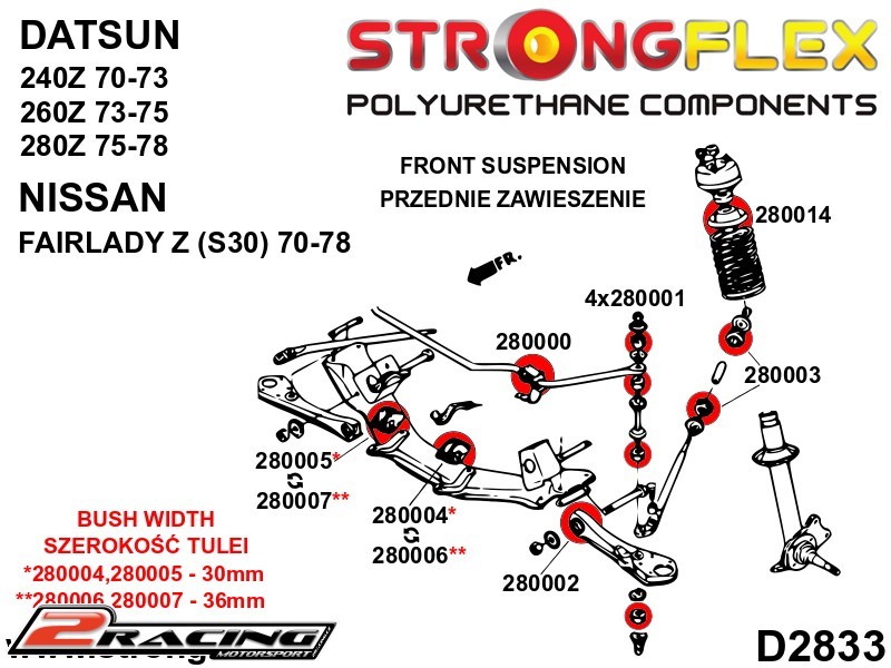 Přední stabilizátor silentblok Sport 280000A