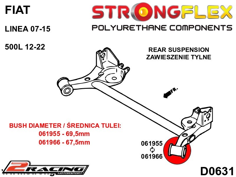Zadní výztuha silentblok 69,5mm Sport 061955A