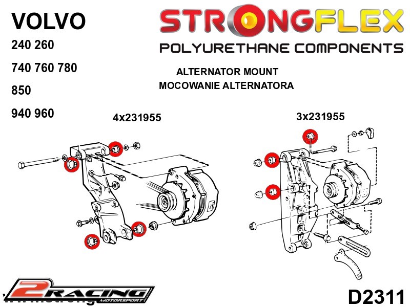 Držák alternátoru silentblok 27,5mm Sport 231955A
