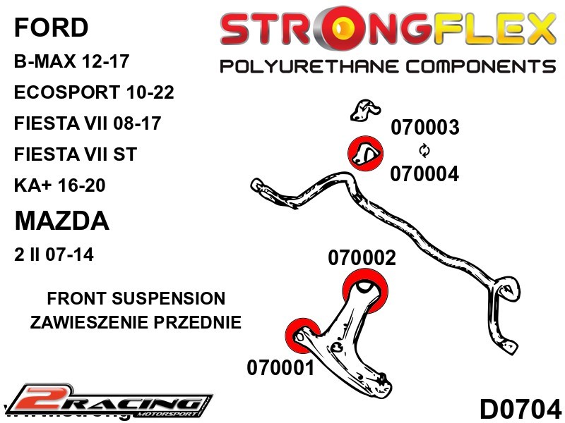 Přední stabilizátor silentblok Sport 070004A