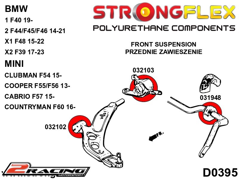 Komplet přední tvrdé silentbloky podvozku Sport 036106A