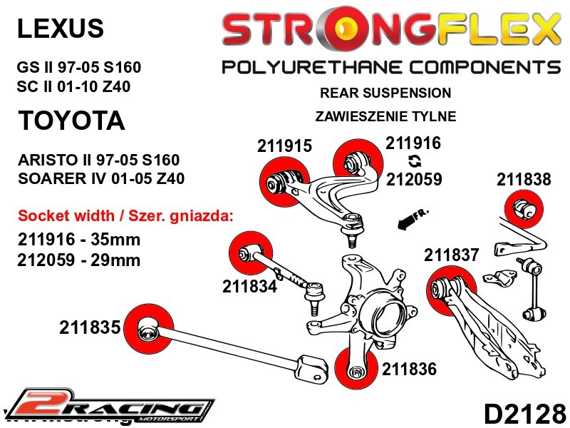 Zadní pomocné rameno vnitřní silentblok Sport 211837A