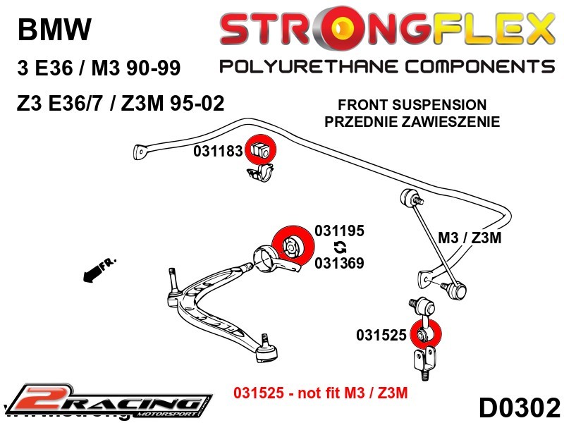 Přední spodní rameno stabilizátor excentrický 60mm Sport 031369A