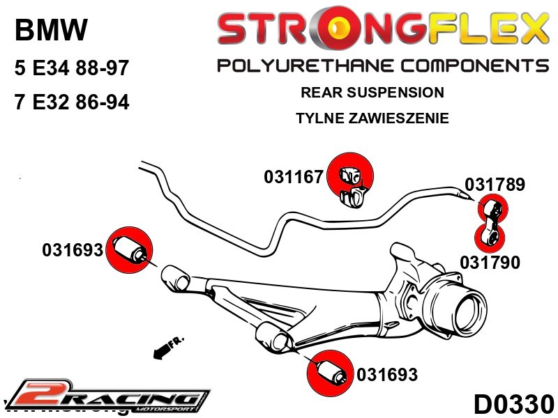 Komplet zadní tvrdé silentbloky podvozku Sport 036172A
