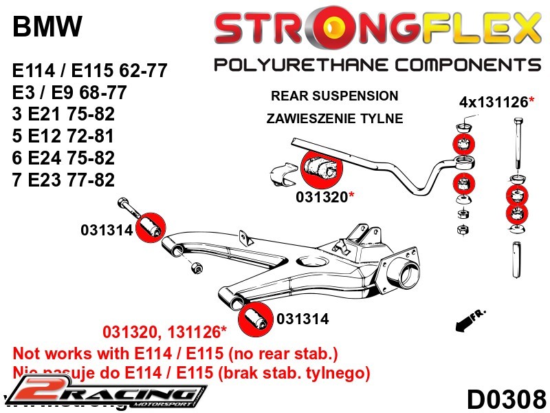 Zadní silentbloky kit Sport 036127A