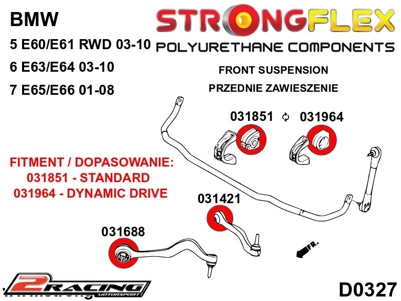Přední silentbloky kit Sport 036091A