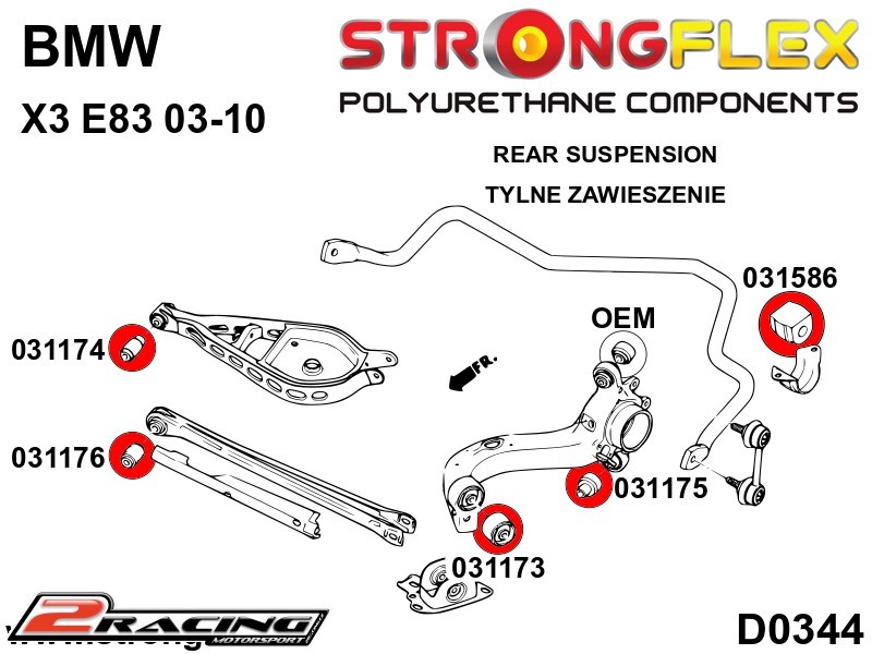 Zadní stabilizátor silentblok Sport 031586A