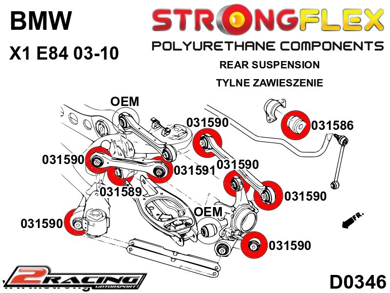 Zadní stabilizátor silentblok Sport 031586A