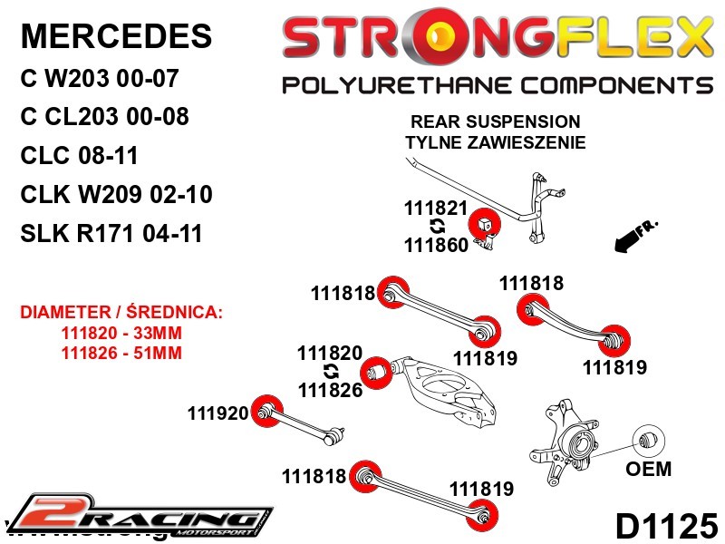 Zadní stabilizátor silentblok Sport 111821A