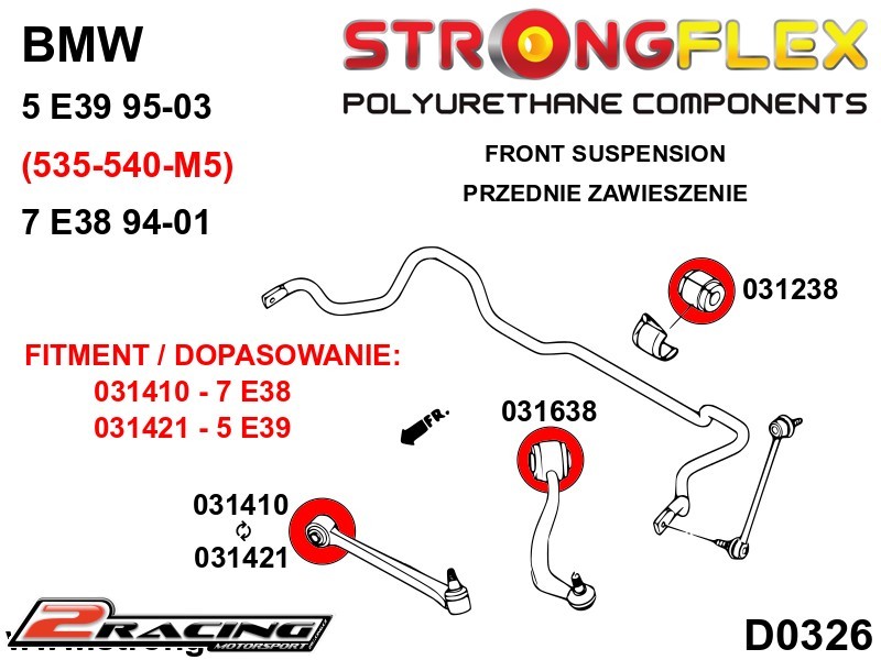 Komplet přední tvrdé silentbloky podvozku Sport 036129A