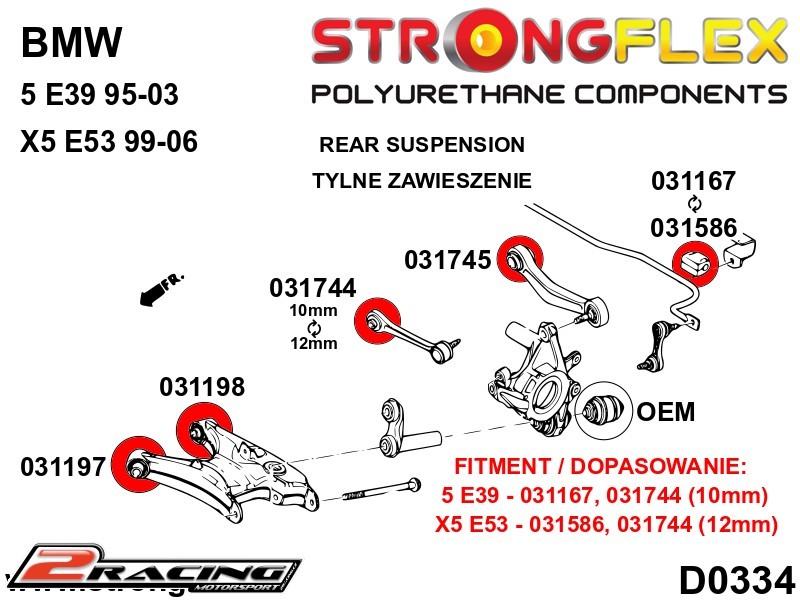 Zadní silentbloky kit Sport 036130A