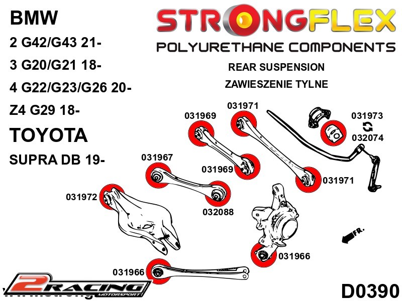 Zadní spodní boční rameno k podvozku silentblok Sport 031972A