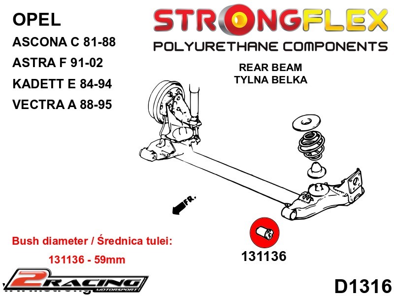 Zadní silentblok nápravnice 59mm 131136B