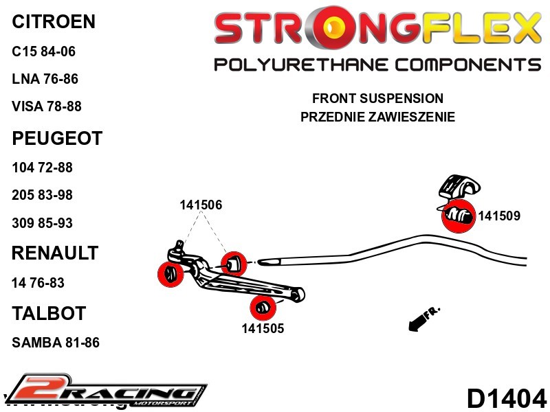 Přední stabilizátor silentblok Sport 141509A