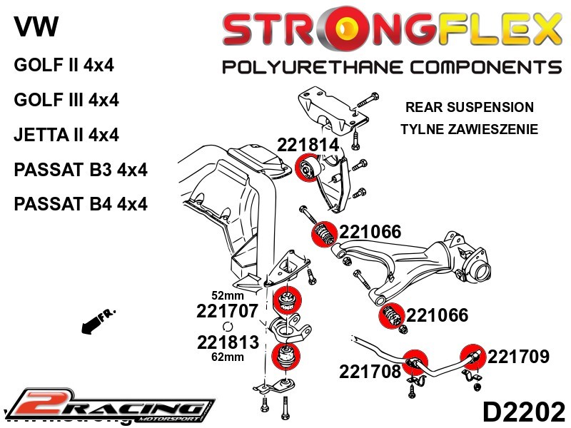 Zadní stabilizátor vnější silentblok Sport 221709A