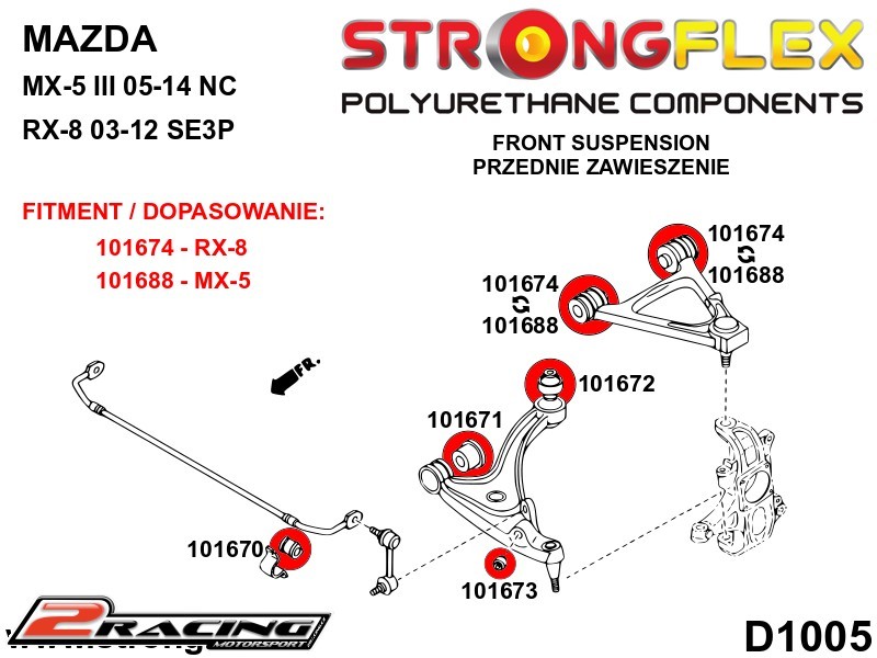 Přední uložení silentblok Sport 101673A