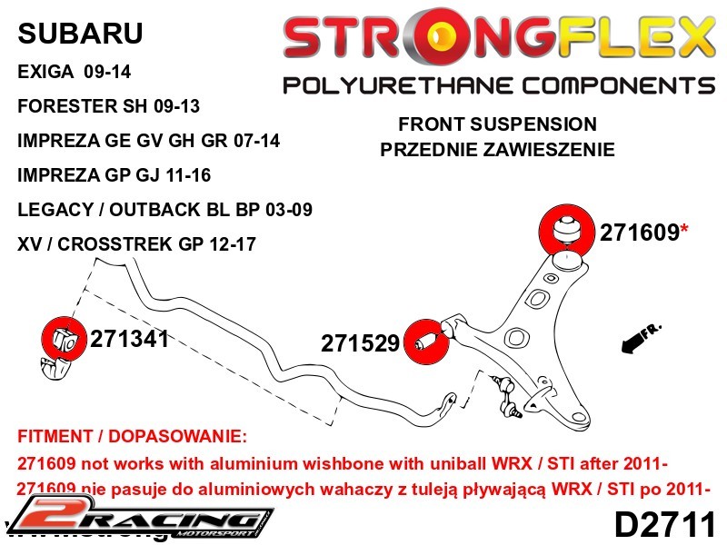 Komplet silentbloky podvozku Sport 276160A