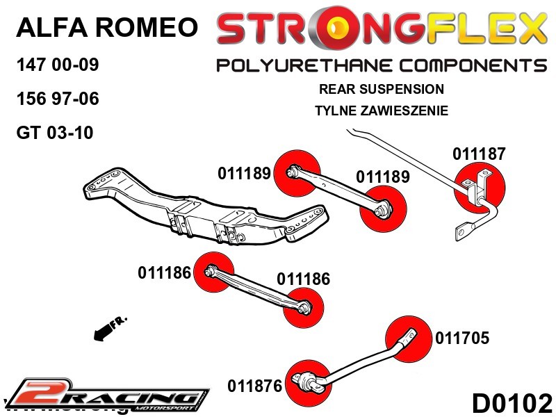 Komplet zadní tvrdé silentbloky podvozku Sport 016076A