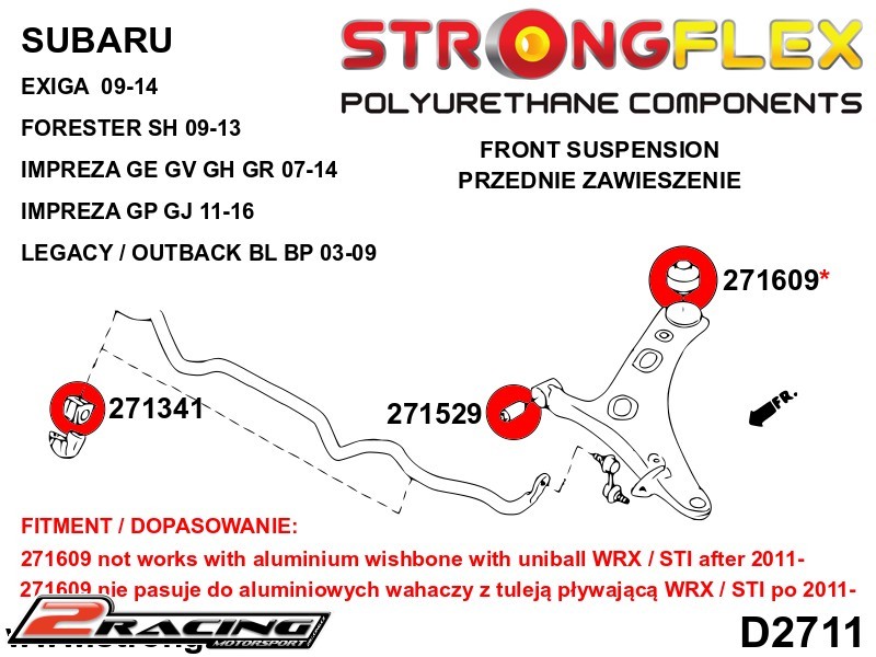 Přední a zadní stabilizátor silentblok 271341B