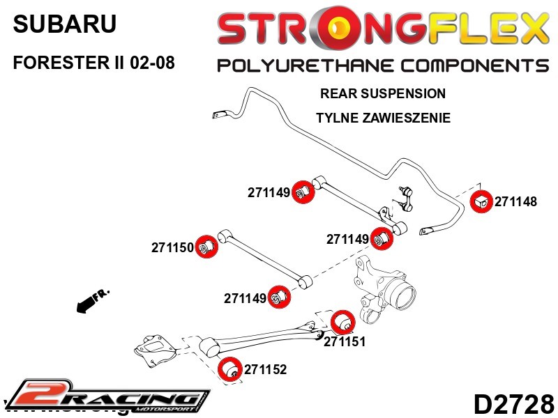 Komplet zadní tvrdé silentbloky podvozku Sport 276253A