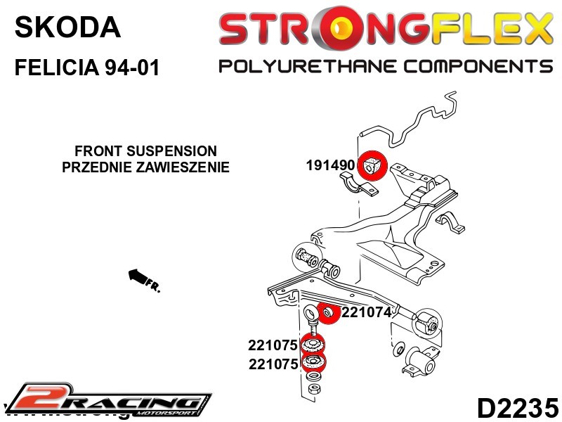 Přední stabilizátor silentblok Sport 191490A