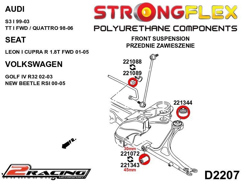 Přední stabilizátor silentblok 221088B