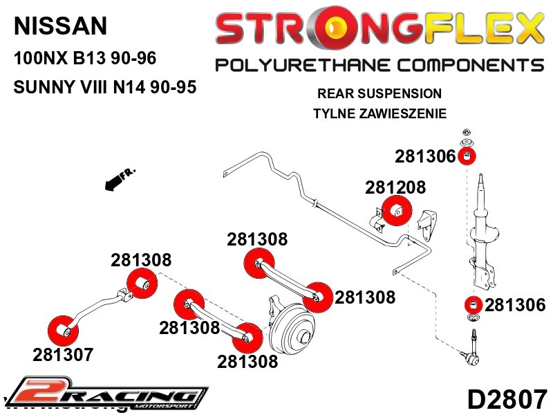 Zadní stabilizátor silentblok Sport 281208A