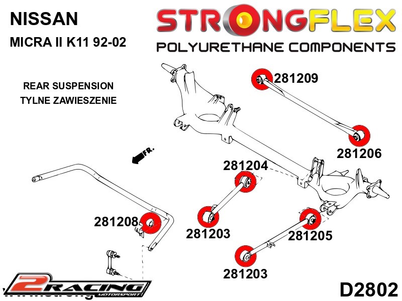 Zadní stabilizátor silentblok Sport 281208A