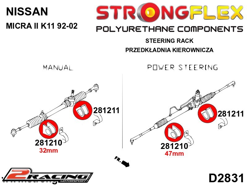 Hřeben řízení silentblok 281211B