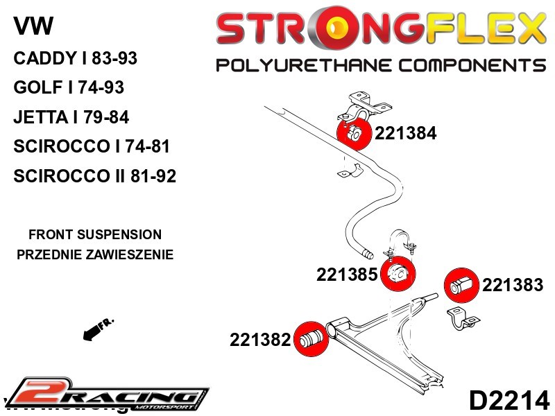 Komplet tvrdé silentbloky podvozku Sport 226207A