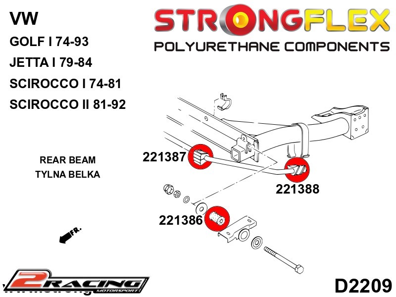 Komplet tvrdé silentbloky podvozku Sport 226207A