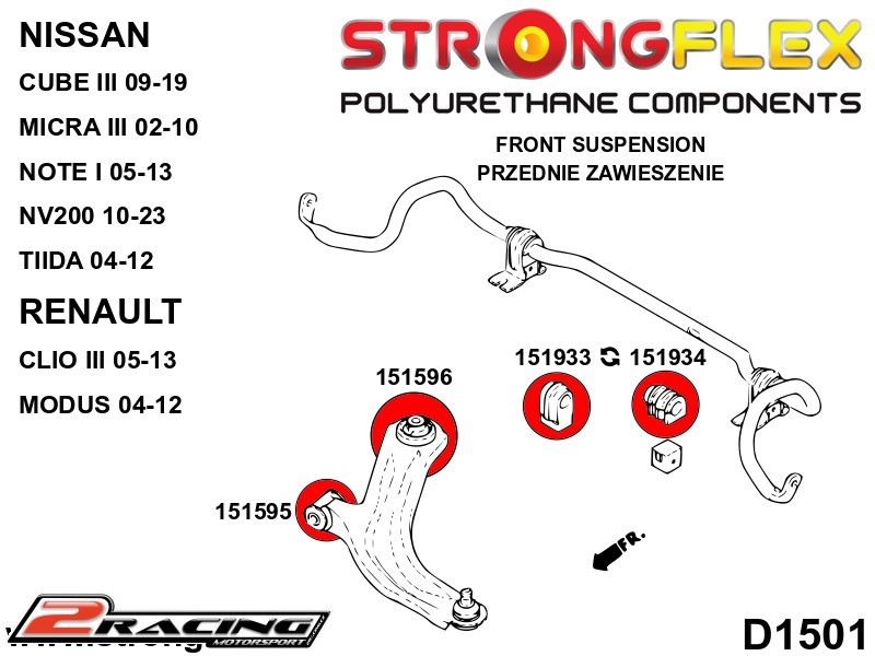 Přední stabilizátor silentblok 151933B