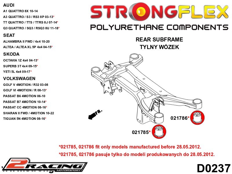 Zadní nápravnice zadní silentblok 70mm 021786B