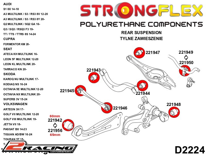 Komplet silentbloky podvozku Sport 226240A