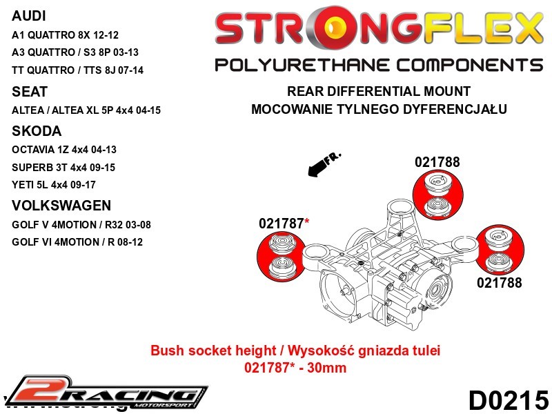 Zadní diferenciál přední silentblok 30mm 021787B